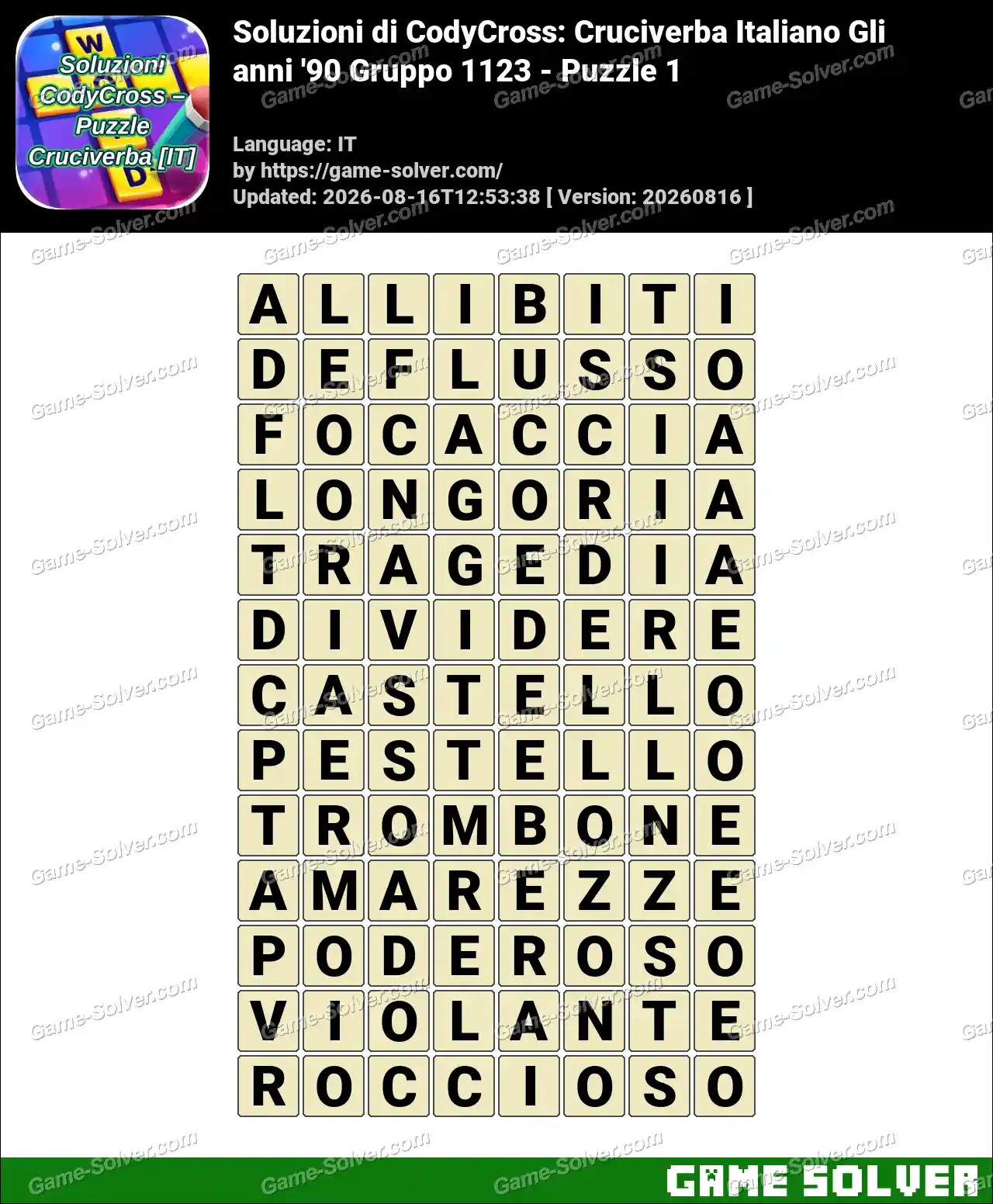 Soluzioni di CodyCross: Cruciverba Italiano Gli anni ’90 Gruppo 1123 – Puzzle 1